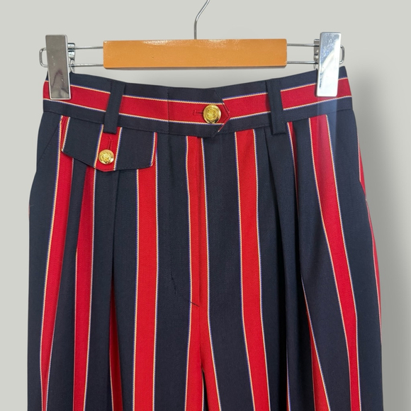 ESCADA by MARGARETHA LEY Pants Women Size 34 XS Blue Red Wool Vintage Trouser - Picture 3 of 16